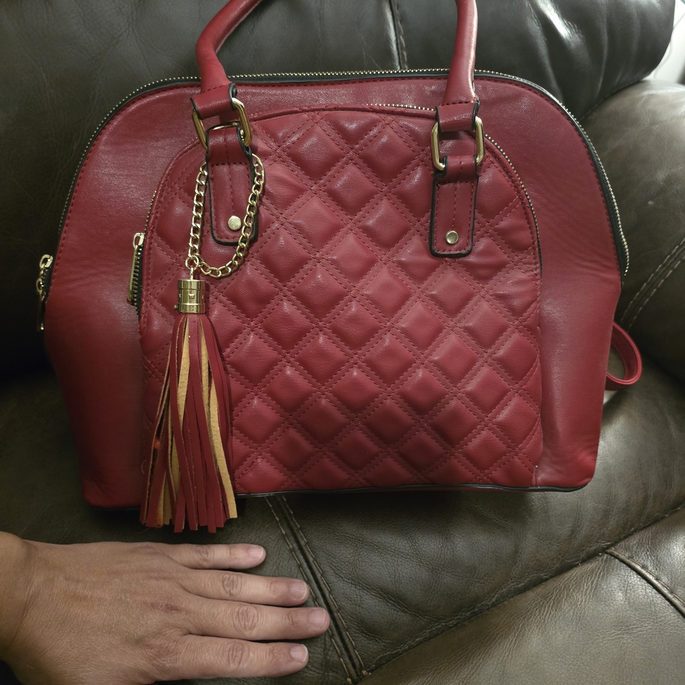 Chic Red Quilted Satchel